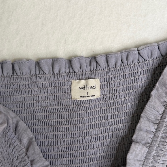 Aritzia Wilfred Tempest Mini Ruched Dress in Lavender Print - Picture 5 of 6